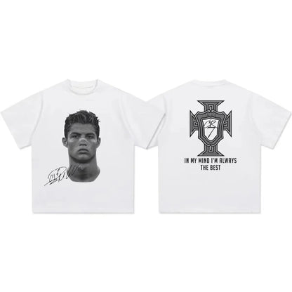 Cristiano Ronaldo Head T Shirt with Signature Trendy Graphic Tee Ronaldo CR7 Cristiano Ronaldo Shirt Ronaldo Vintage Football