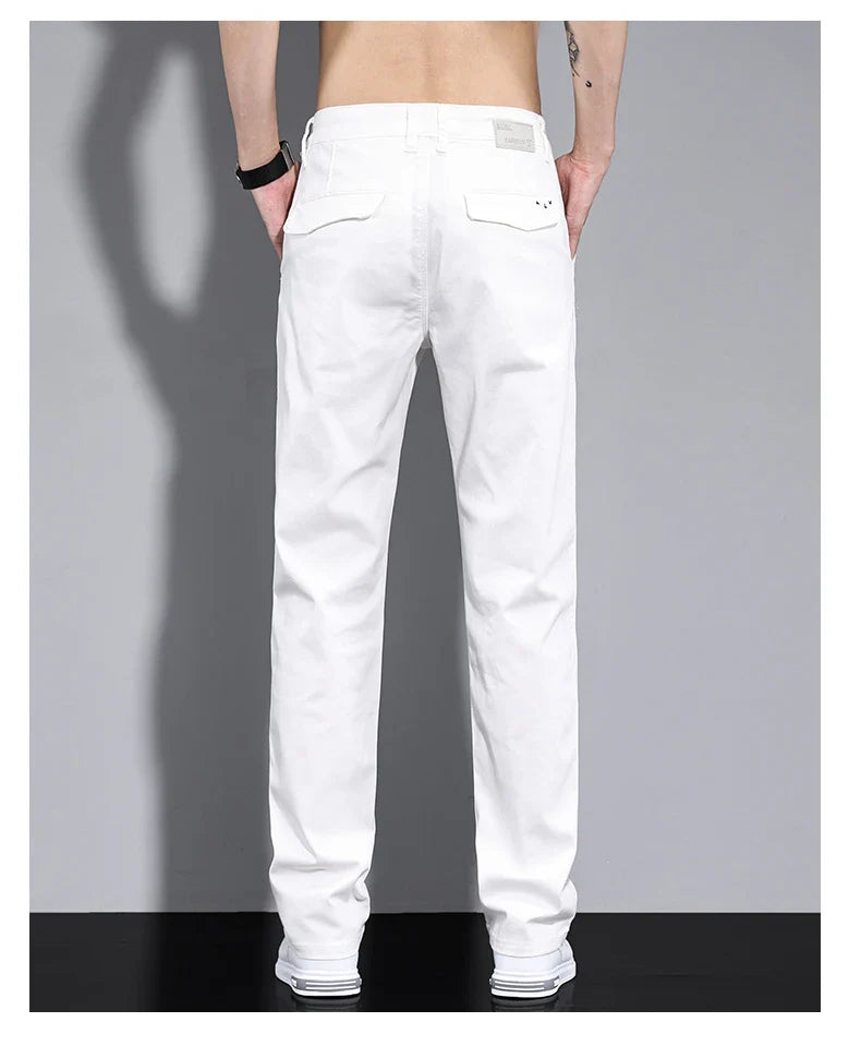 New in White Fashion Casual Pants Men's Brand Stretch Straight Comfortable Soft Male Clothes Business Work Pants