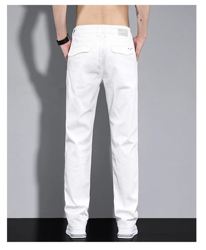 New in White Fashion Casual Pants Men's Brand Stretch Straight Comfortable Soft Male Clothes Business Work Pants