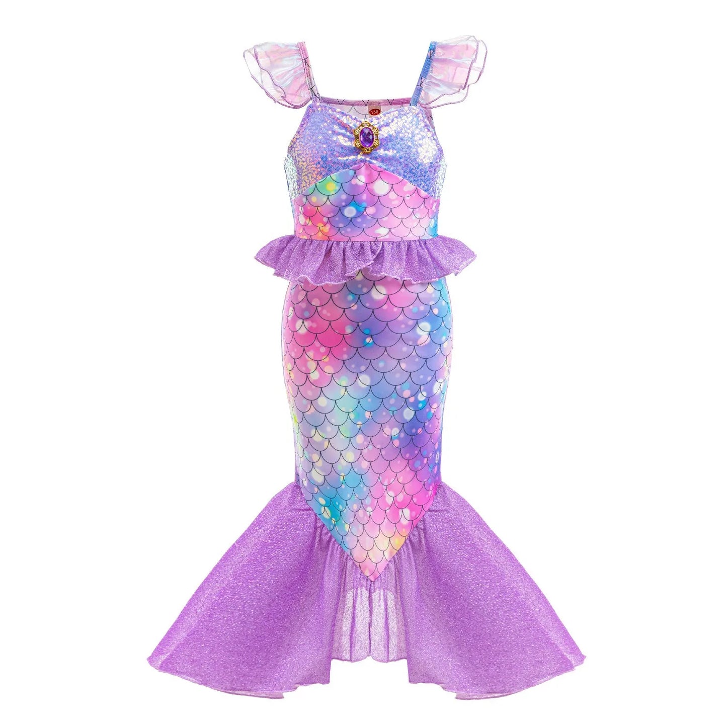 New Ariel Princess Little Mermaid Dress Girl Charm Cosplay Costume Kids Birthday Party Halloween Disguise Clothes