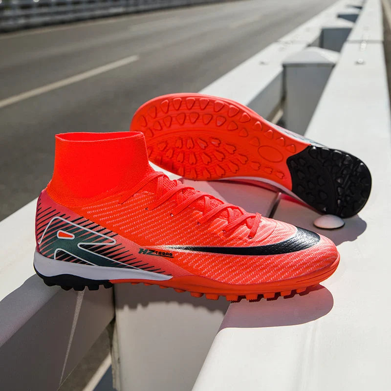 Kids Soccer Cleats for Boys and Girls Youth High-top Football Shoes Outdoor Athletic Turf Soccer Shoes
