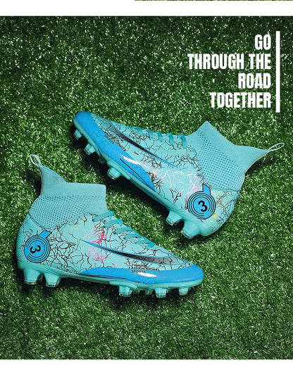 Fashion Men Professional Soccer Shoes Outdoor Cleats Unisex Ultralight Long Spikes Futsal Training Shoes Red Football Boots Men
