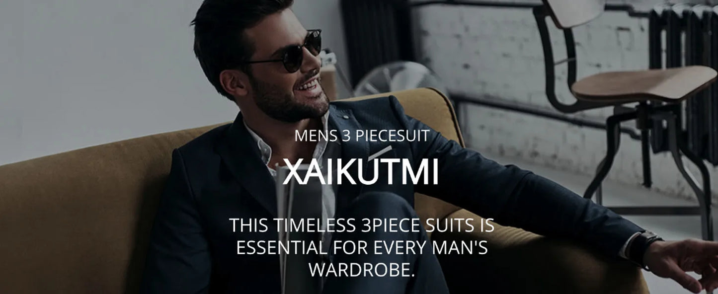 Ternos Masculinos Casuais Azul Marinho 3 Peças Slim Fit Lapela Entalhada Formais Melhores Homens Ternos De Noivo Blazer Smoking Trajes De Homem