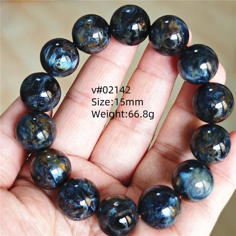 Natural Blue Pietersite Bracelet Women Men Beads Round Beads Chatoyant Cat Eye Fire Pietersite Namibia AAAAAA