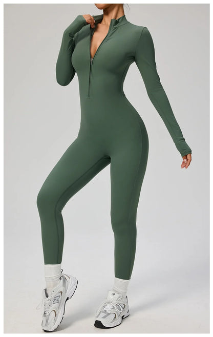Zipper Jumpsuit Women Quick Dry Clothing Sportswear Woman Gym Yoga Sport Sets Spandex Nylon Workout Sets Women Tracksuit