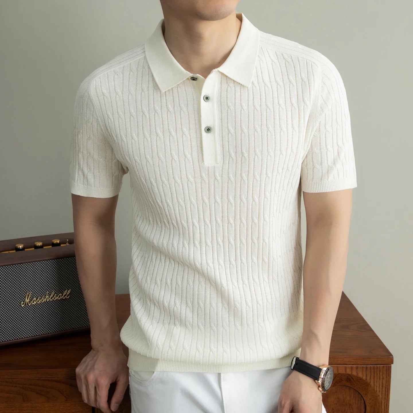 Summer Light Luxury Men's Polo Shirt Breathable Nut Flower Casual Collar Knitted Short Sleeve T-shirt for Men