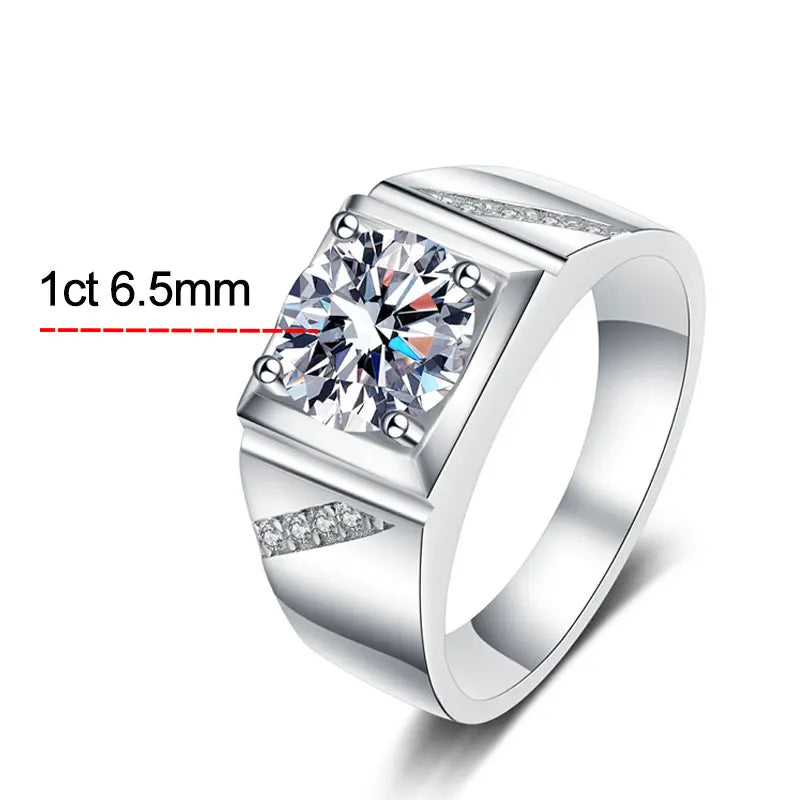 D VVS1 Moissanite Men Ring GRA Certified Diamond Sparkling Wedding Band Original 925 Sterling Silver Plated 18k rings