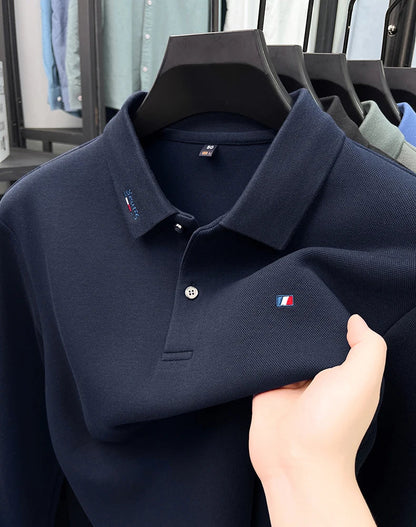 High end embroidery craft polo shirt long sleeved brand autumn Men's Wear comfortable breathable cotton casual business T-shirt