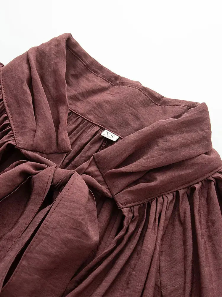 Bow DecorationLoose Long Sleeved Blouses For Women New Fashion Ruffle Edge Shirts and Blouses Woman Top