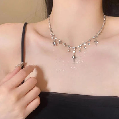 Pendent Necklace for Women Punk Simple Zircon Tassel Clavicle Chain Choker Elegent Party Gift Jewelry Girl