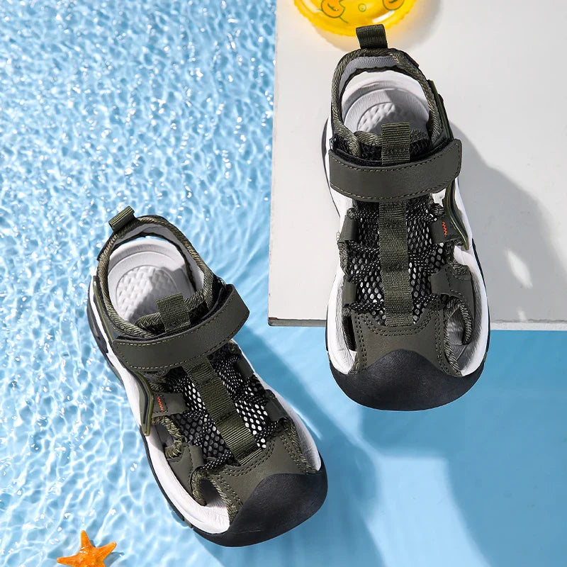 Boys' Sports Sandals Closed Toe Anti-Collision  Kids Outdoor Beach Shoes Breathable Lightweight for Boys Walking Size 28-39
