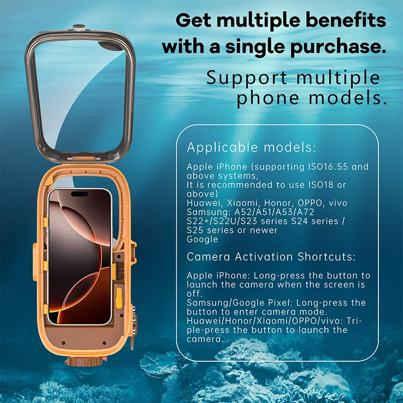15 Meter Deep Bluetooth Waterproof Mobile phone Case For iPhone 17 Air 16 15 14 13 12 11Pro Max Samsung xiaomi phone Case