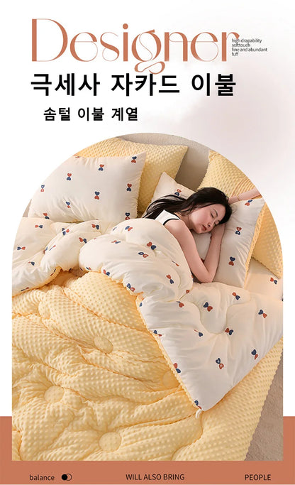 Microfiber is thickened by 3D beanie velvet to protect the warm winter blanket by single double fall and winter