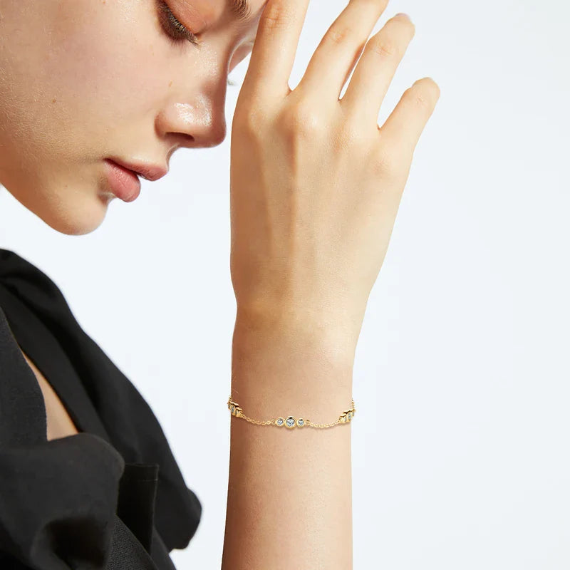 2024 New 18k Gold Plated Bracelet 925 Silver Chain 2mm D Color Bezel Moissanite Bracelets Fashion Women's Jewelry Gifts