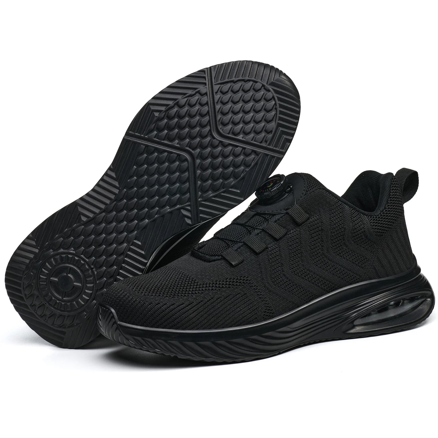 Men's Safety Shoes Anti-impact Lightweight Breathable Plastic Cap Toe Work Shoes Fashionable Button Design for Men