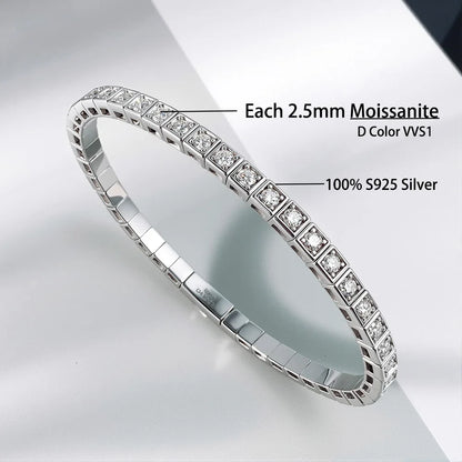 2.5MM Full D Color VVS1 Moissanite Bracelet Can Pass Diamond Test S925 Silver for Women Man Wedding Party Fine Jewelry