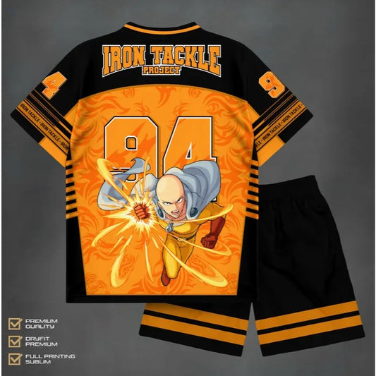 Saitama Athleisure Set One-Punch Man Anime Allover Print Adult Kids T-Shirt & Shorts Summer Quick-dry Soft Lightweight