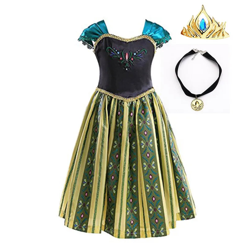 2026 Exquisite Anna Coronation Gown Toddler Snow Queen Halloween Princess Dress Girl Make up Party Birthday Fancy Elsa Costume