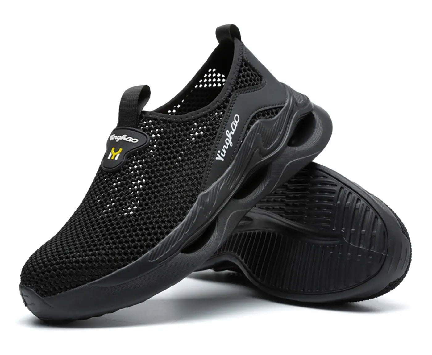 Lightweight safety shoes with large mesh, breathable, odor resistant, impact resistant, puncture resistant, and soft work shoes