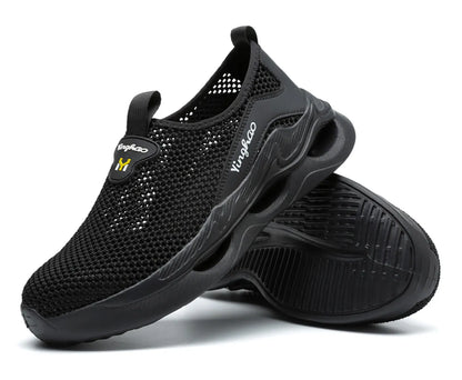 Lightweight safety shoes with large mesh, breathable, odor resistant, impact resistant, puncture resistant, and soft work shoes