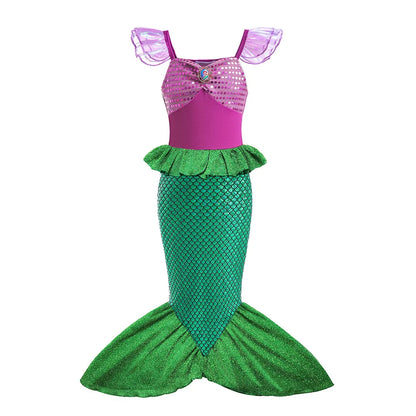 Summer Mermaid Dress Girls Kids Cosplay Dresses Princess Costume Perform Clothes Birthday Party Halloween Clothing