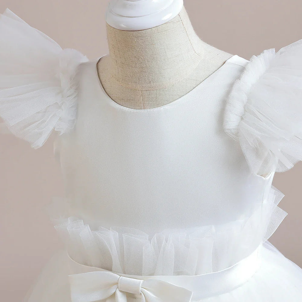 Summer Baptism Bridesmaids Girls Party Dresses Elegant Tulle Wedding Birthday Princess Prom Dress Girl First Communion Vestidos