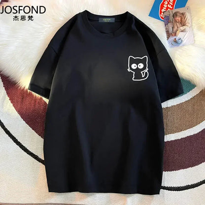Female Casual Printing O-neck Short Sleeve T-Shirt 2025 New Summer Trend All-match Loose Cartoon Pullover Top Tee Women Clothes