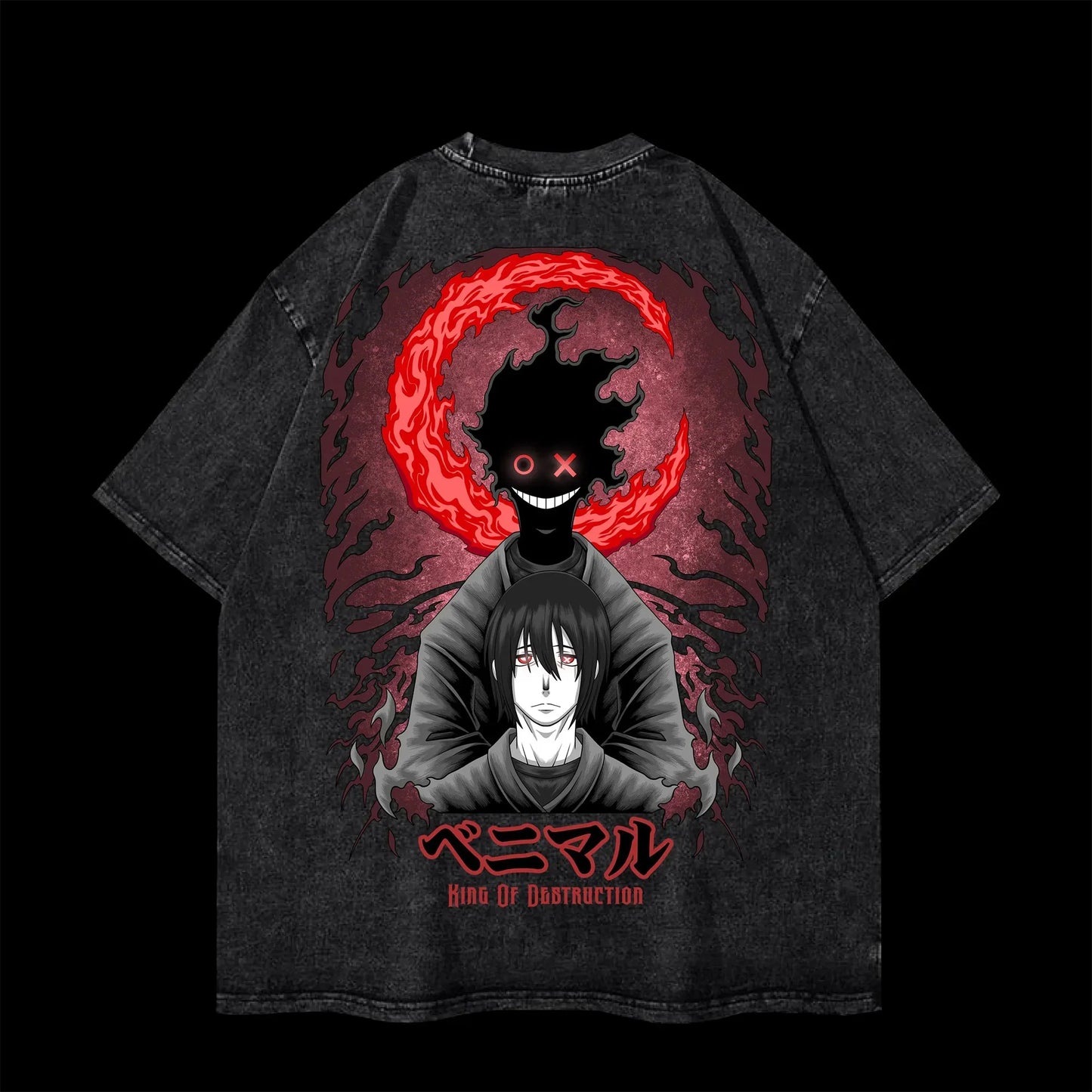 Anime Fire Force Benimaru T-shirt Women's and Men's Vintage Washed Cotton T Shirt Summer Harajuku Streetwear Men Tops Clothing