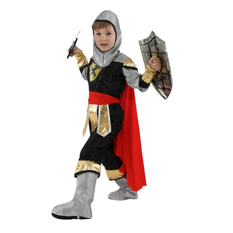 Children's Knight Costume Cosplay Performance Dress Party European Knight Armor Medieval Royal Castle Defender Armor