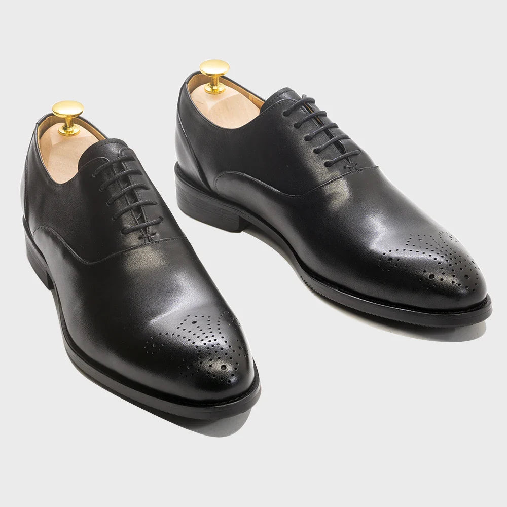 Men's Classic Italian Style Genuine Leather Oxfords Dress Shoes Lace-Up Black/Brown Business Office Wedding Formal Footwear