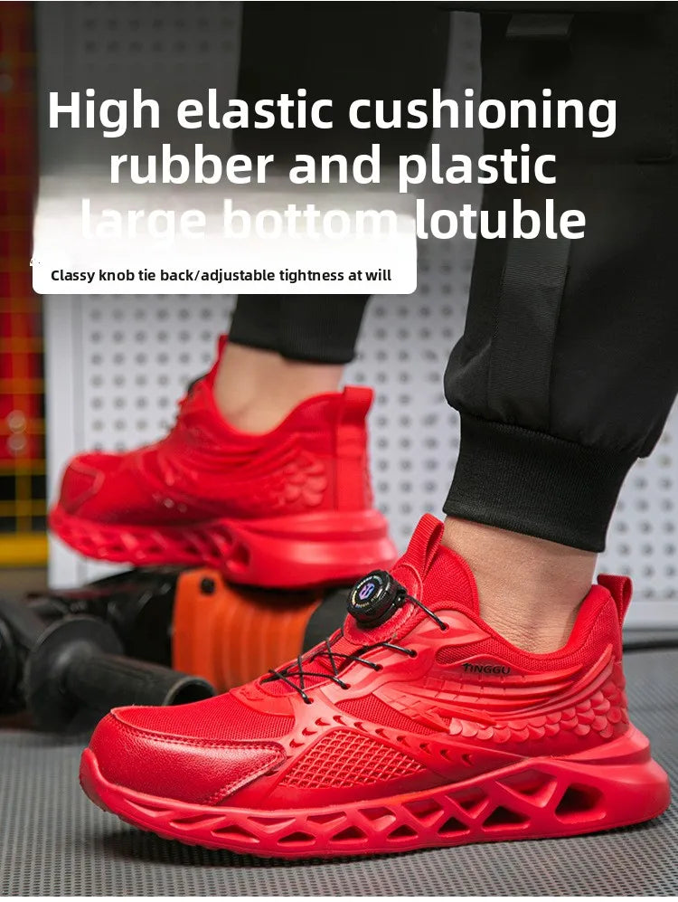Men's Summer Mesh Labor Protection Shoes Anti-Smashing Wear-Resistant Outdoor Construction Site Protection Work Shoes Anti-Pierc