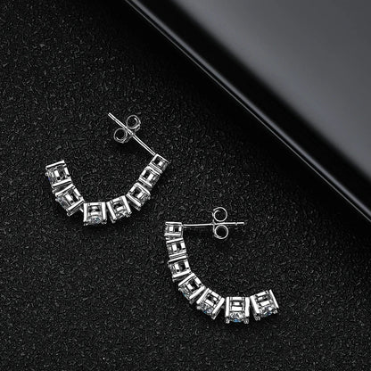 3-5mm Size Gradient Moissanite Drop Earrings for Women 925 Sterling Silver Long Tassel Diamond Stud Earring with Certificates