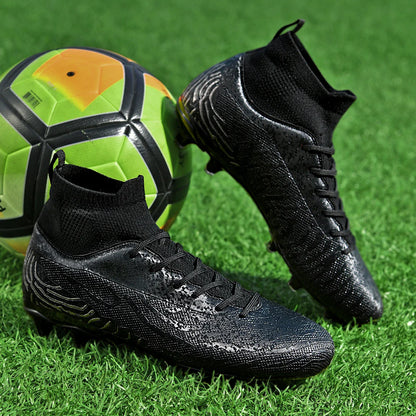 Men & Women AG Stud Leather Football Shoes, Anti-slip, for adult & student training, artificial and natural grass pitches