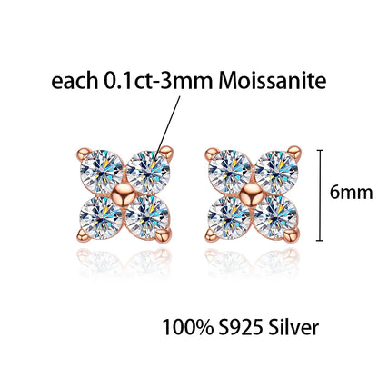 100% 925 Sterling Silver 0.1ct 3mm Moissanite Stud Earrings For Women 18K Gold Plated Sparkling Wedding Party Fine Jewelry