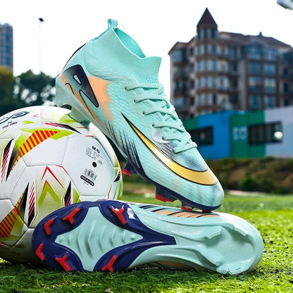New Men Football Boots Training Shoes FG Ultralight Soccer Shoes Outdoor Drop Shipping Soccer Cleats Non-Slip Long Spikes