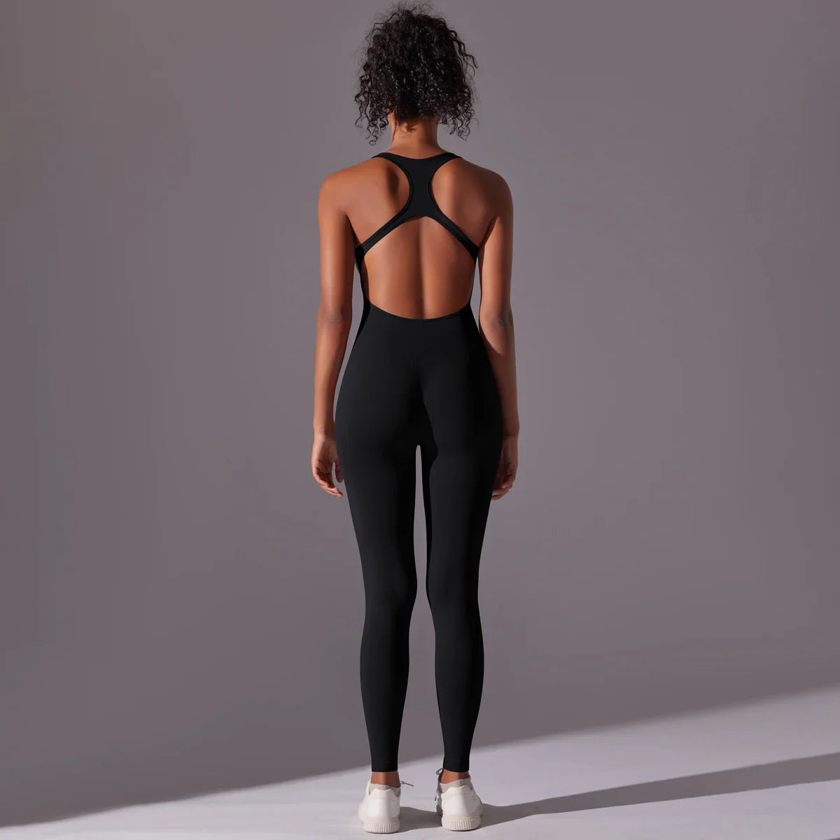 Backless Yoga Bodysuit Women Sports Jumpsuit Fitness Sportswear Workout Set Solid Color Seamless Butt Lifting Yoga Bodysuit