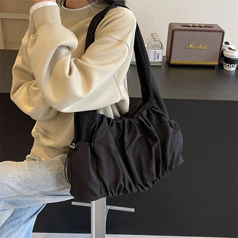Hot Selling Fashion Nylon Pleated Women's Crossbody Bag 2026 New Casual Trend Versatile Large Capacity Tote Women's Shoulder Bag