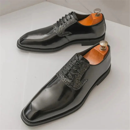 Fashion Designer New Men's Pointed Lace Up Oxford Shoes Male Wedding Dress Homecoming Formal Wedding Footwear