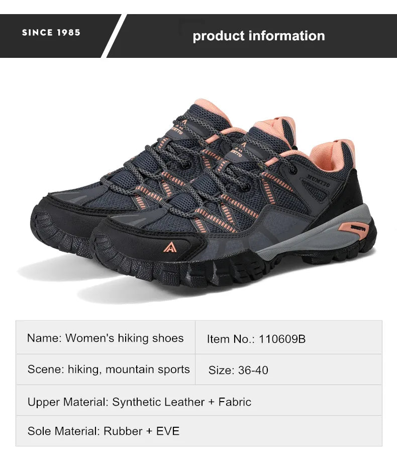 Hiking Shoes for Women Wear-resistant Outdoor Women's Sports Shoes Lace-Up Climbing Trekking Sneakers Woman 110609B