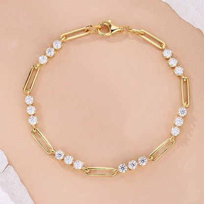 3mm D Color Round Moissanite Bracelet Summer Fashion Jewelry GRA Certified s925 Sliver Plated 18k Bracelets for Women
