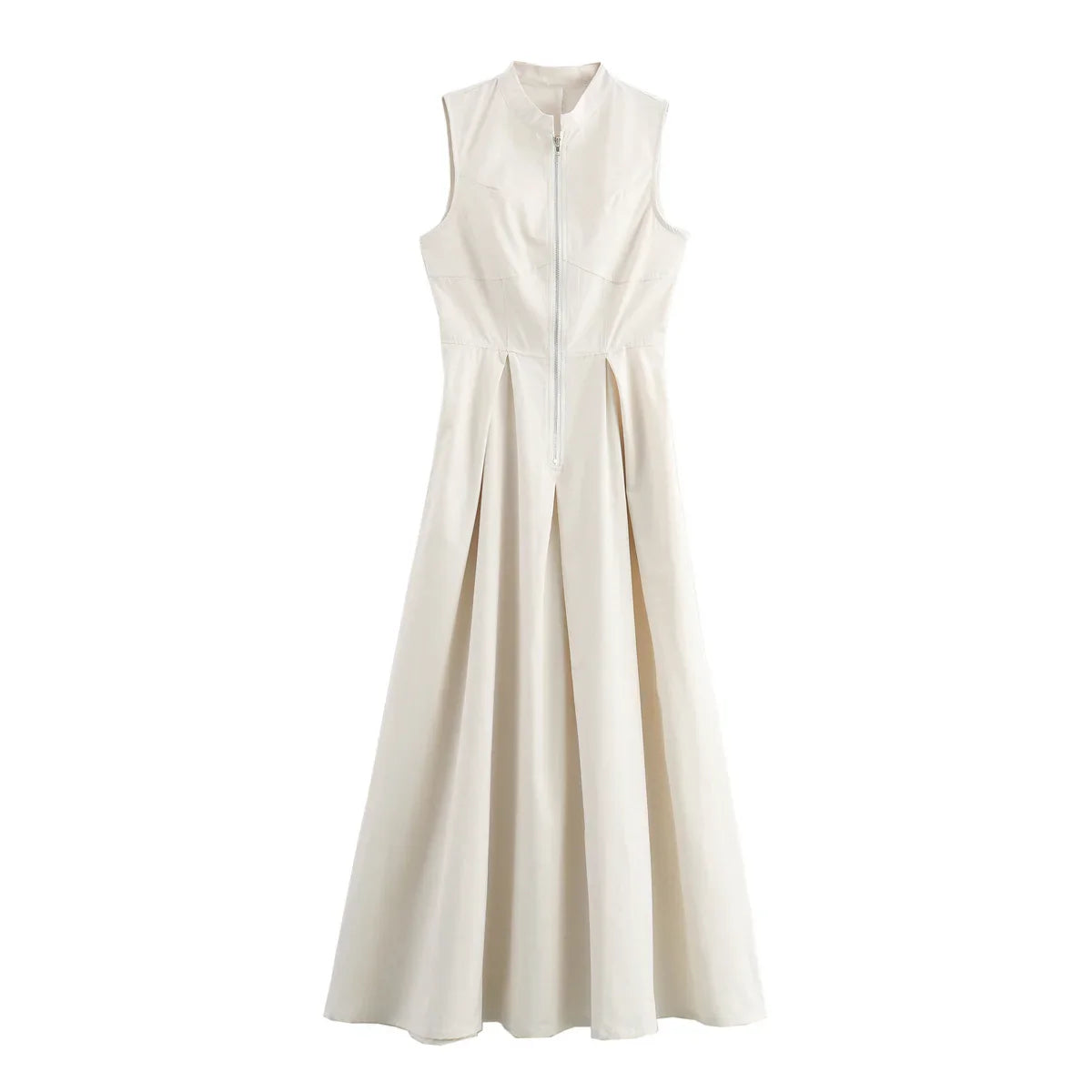 Draped Long Dresses for Women Zip Sleeveless Maxi Dress Woman Summer Holiday Womens Dresses Ruched Party Female Dress