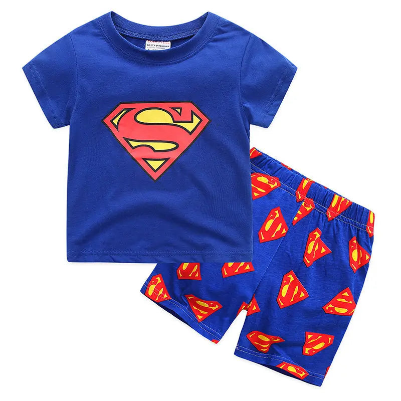 Summer Children's Printed Pajama Set Boys AndGirls Short Sleeved Cotton T-shirt Shorts 2 PiecesCartoPajamasChildren's CasualWear