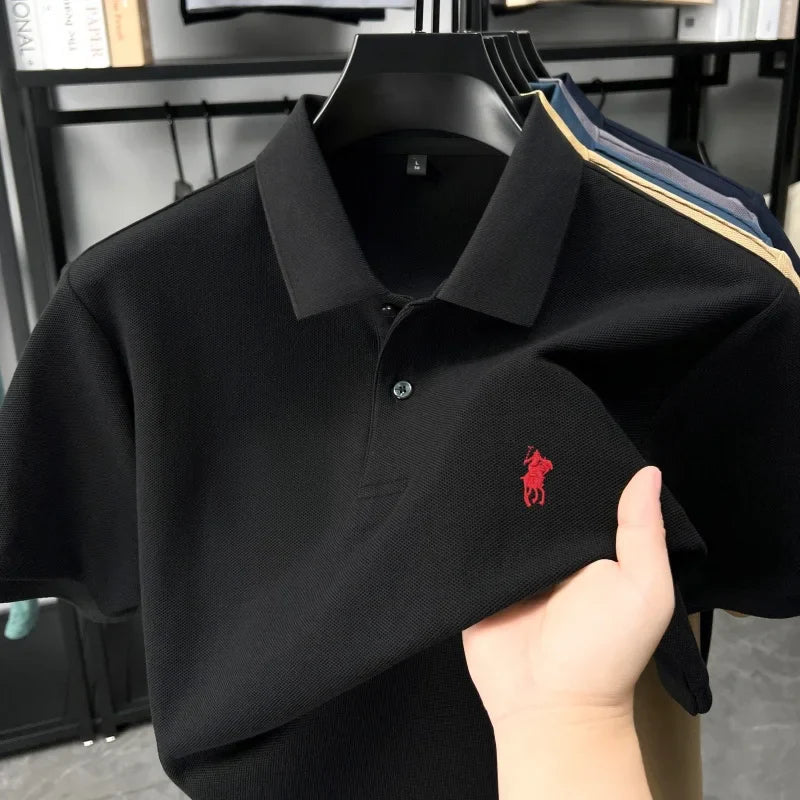 Designer brand 100% cotton short sleeve polo shirt luxury fashion pony embroidery men's business leisure summer new Paul T-shirt