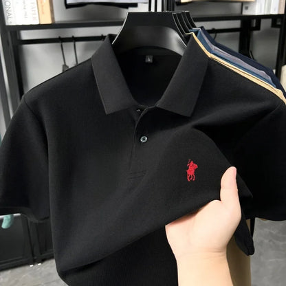 Designer brand 100% cotton short sleeve polo shirt luxury fashion pony embroidery men's business leisure summer new Paul T-shirt