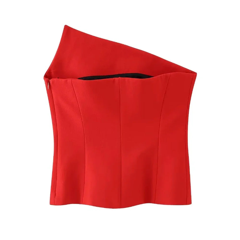 Women's Asymmetrical Bustier Tops, Sexy Backless, Side Zipper, Female Camis, Fashion