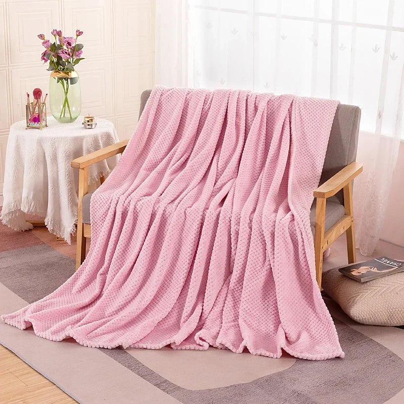 Fluffy Coral Velvet Blanket Flannel Plush Comfortable Thickened and Warm Soft Sofa Throw Blanket for Air-Conditioned Room Luxury