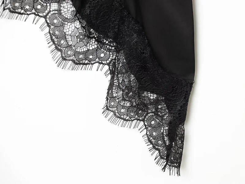 Women's Lace Blouse Asymmetric Long Black Blouse Woman Spring Elegant Plus Size Top Sweatshirt Long Sleeve Blouse Women