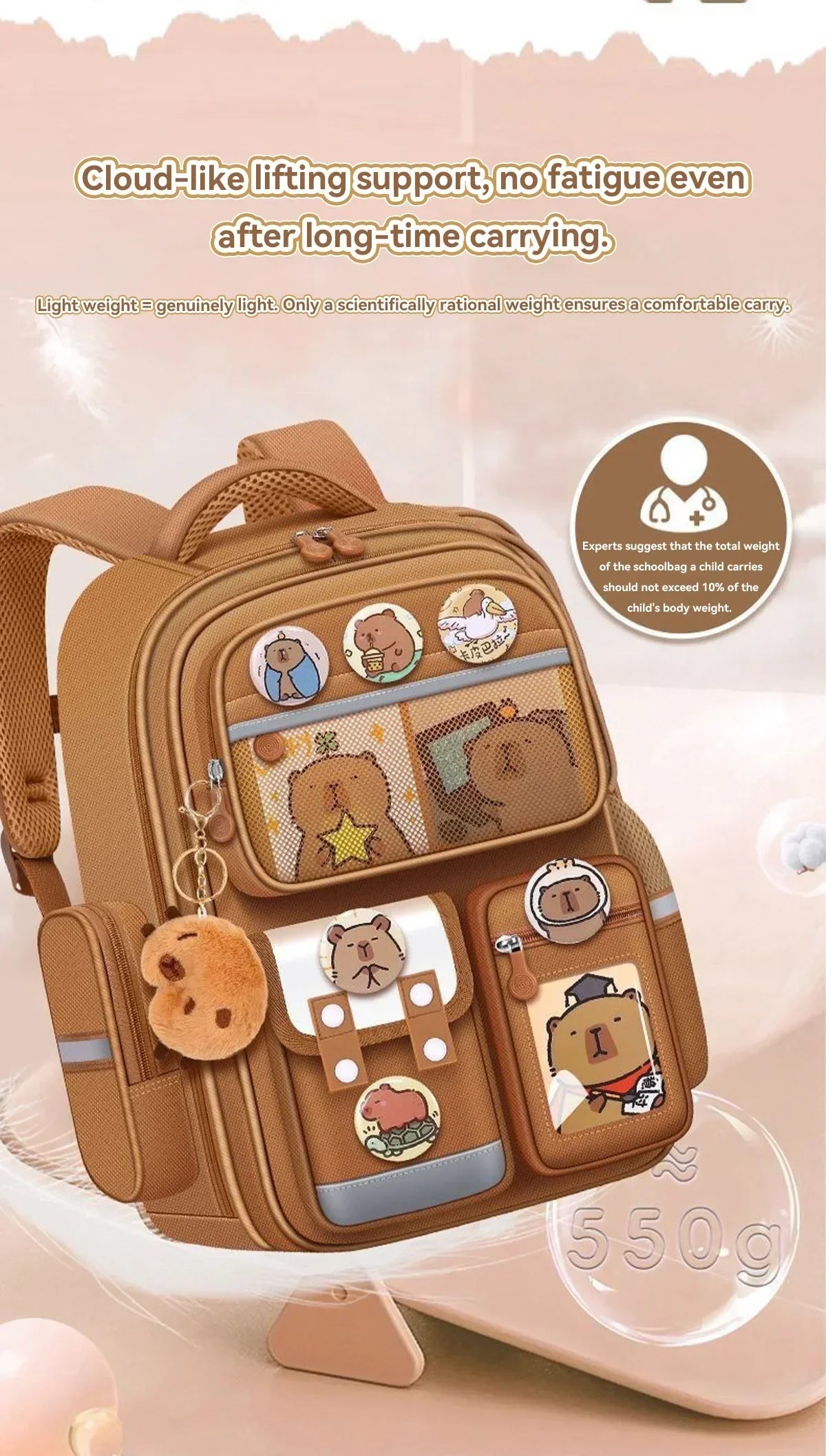 School Bag Waterproof Backpack Large Capacity Alleviate Burden Protecting Spine Widen Straps Backpack for Students Gift