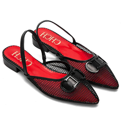 Women's Flat Shoes 2024 New Mesh Hollow Sandals Black Women's Shoes
