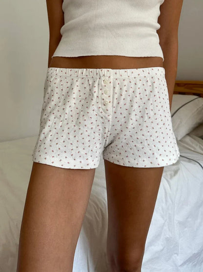 Womens Y2K Pajama Shorts Low Waist Striped Boxer Shorts Cute Lounge Floral Pj Shorts Bottoms Comfy Sleep Shorts Streetwear